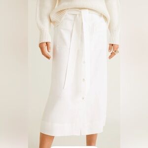 White 100% Linen Pocketed Skirt by MNG Mango, XS, Trending Summer Boho Airy